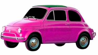 Strijkapplicatie Fiat 500 Roze